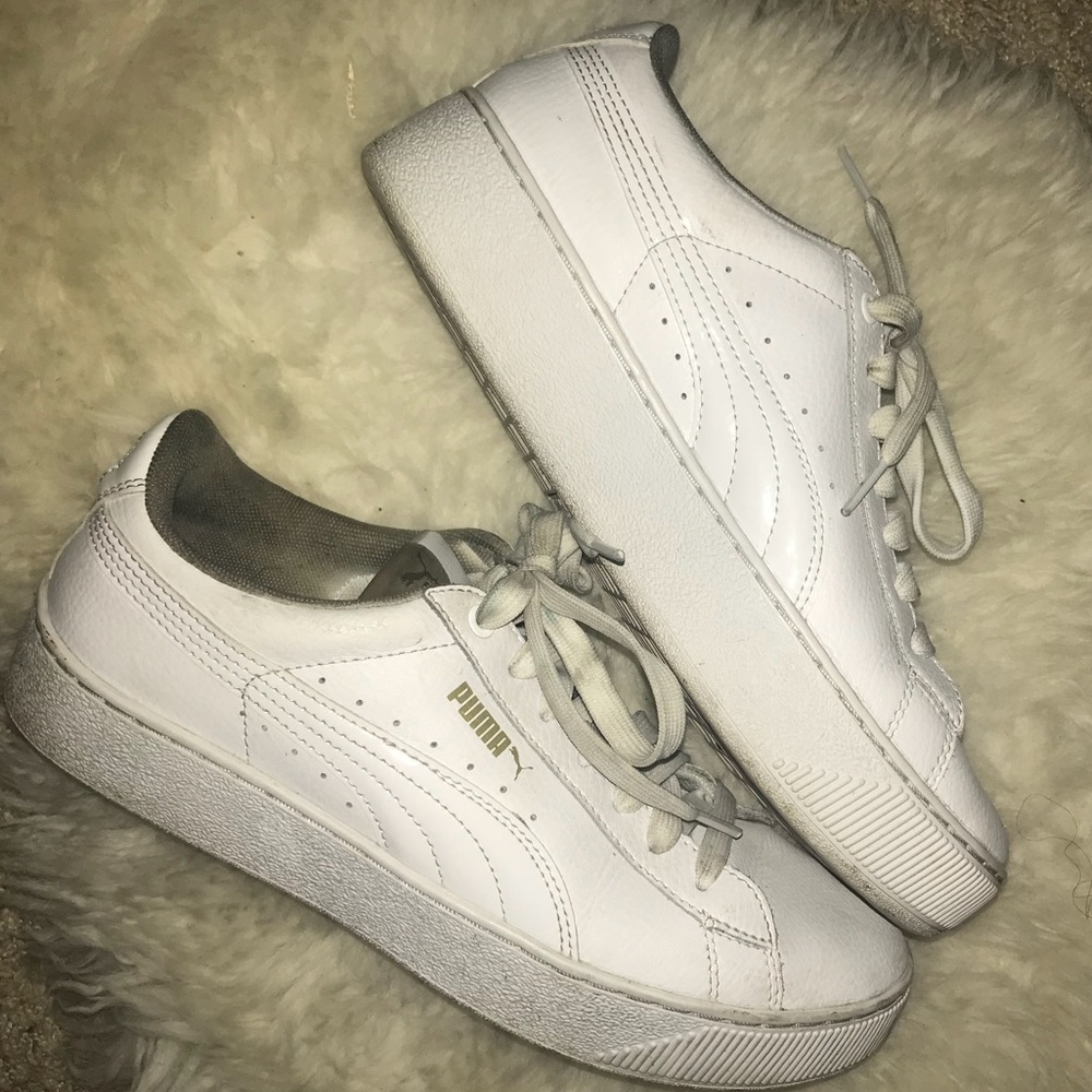 White platform pumas , SO comfy!!